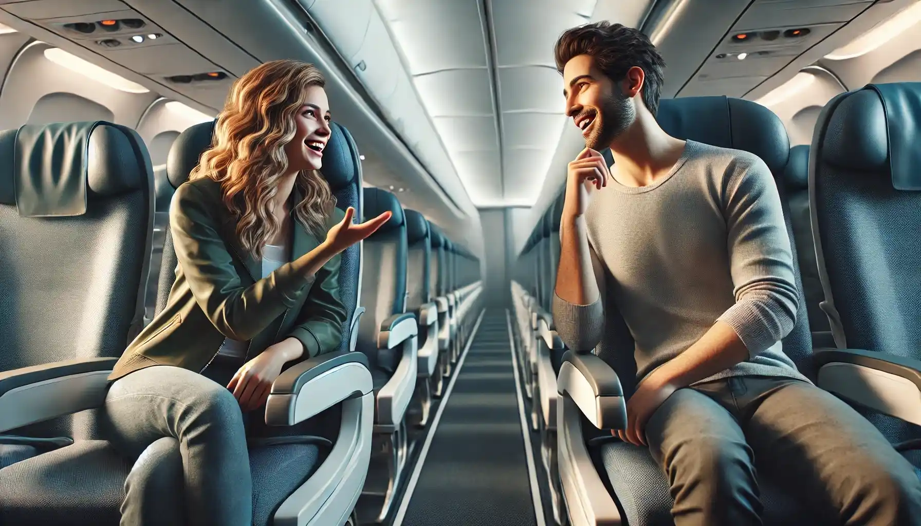 Two passengers on board are discussing their hobbies to take their minds off the panic and excitement for a bit.